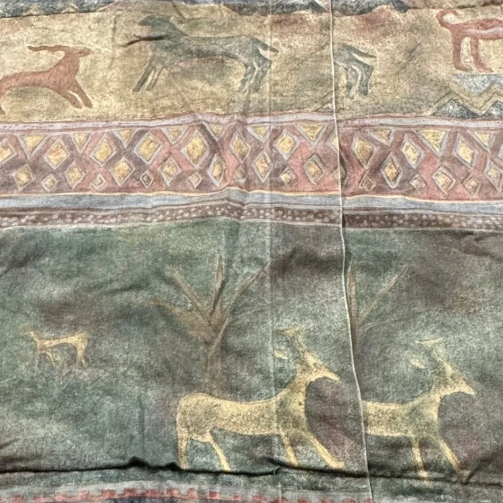 Vintage Mammoth‎ Cave Art Quilted Pillow Sham Prehistoric Tribal Earth Tones